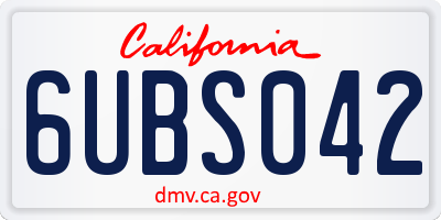 CA license plate 6UBS042