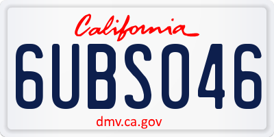 CA license plate 6UBS046