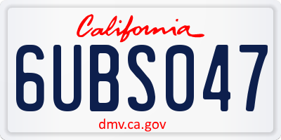CA license plate 6UBS047