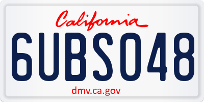 CA license plate 6UBS048