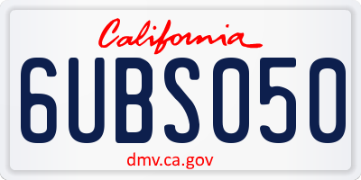 CA license plate 6UBS050
