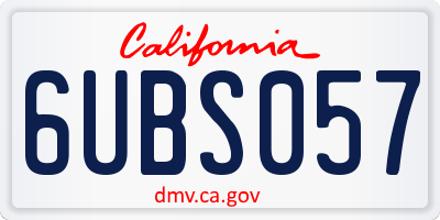 CA license plate 6UBS057