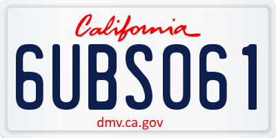 CA license plate 6UBS061