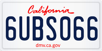 CA license plate 6UBS066
