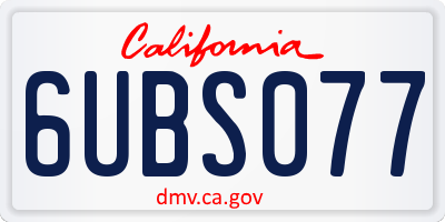 CA license plate 6UBS077