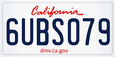 CA license plate 6UBS079