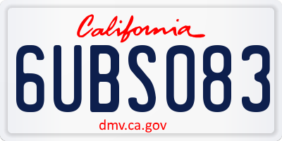 CA license plate 6UBS083
