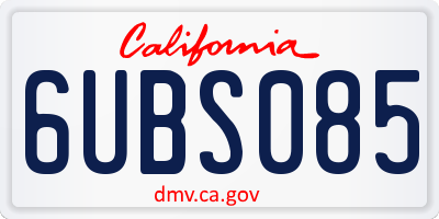CA license plate 6UBS085