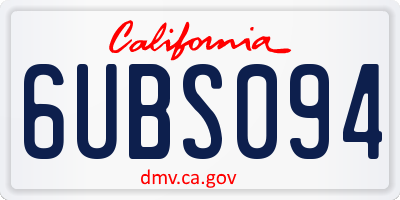 CA license plate 6UBS094