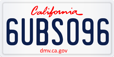 CA license plate 6UBS096