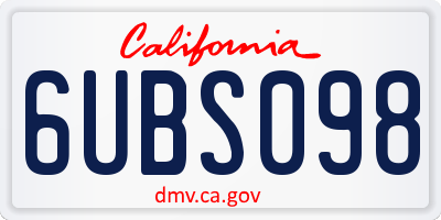 CA license plate 6UBS098