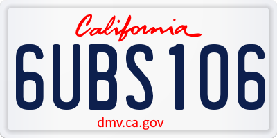 CA license plate 6UBS106