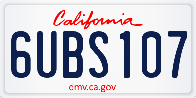 CA license plate 6UBS107