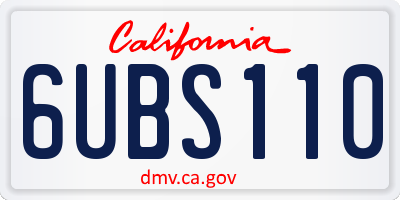 CA license plate 6UBS110