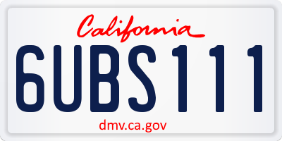 CA license plate 6UBS111