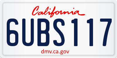 CA license plate 6UBS117