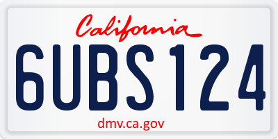 CA license plate 6UBS124