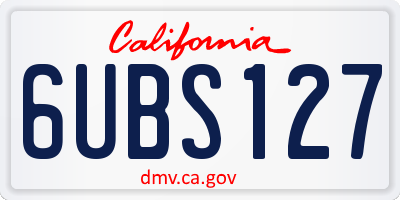 CA license plate 6UBS127