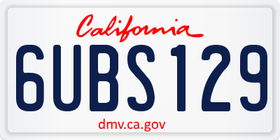 CA license plate 6UBS129