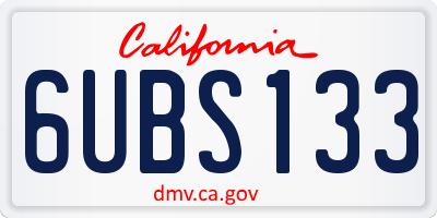 CA license plate 6UBS133