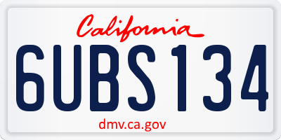 CA license plate 6UBS134