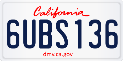 CA license plate 6UBS136