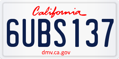 CA license plate 6UBS137