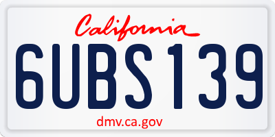CA license plate 6UBS139