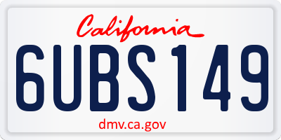 CA license plate 6UBS149