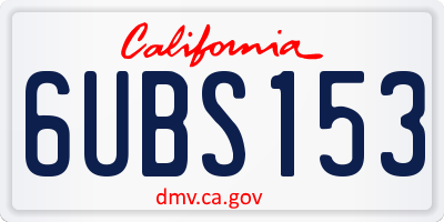 CA license plate 6UBS153