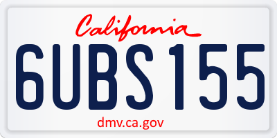 CA license plate 6UBS155
