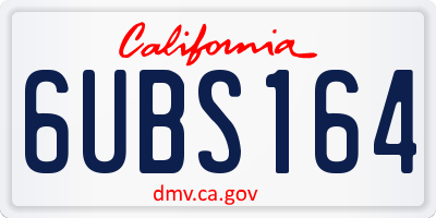 CA license plate 6UBS164