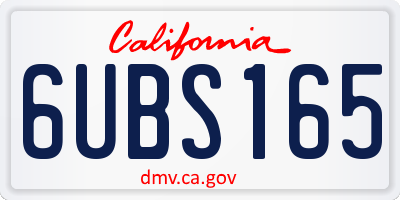 CA license plate 6UBS165