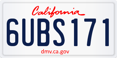 CA license plate 6UBS171