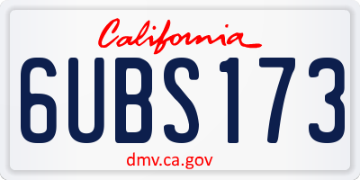 CA license plate 6UBS173