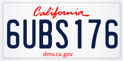 CA license plate 6UBS176