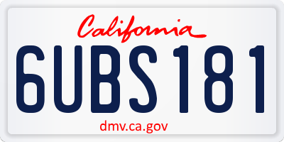 CA license plate 6UBS181
