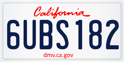 CA license plate 6UBS182
