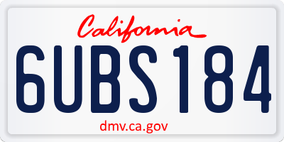 CA license plate 6UBS184