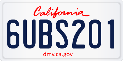 CA license plate 6UBS201