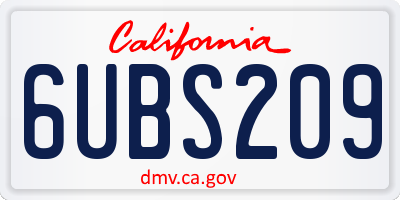 CA license plate 6UBS209