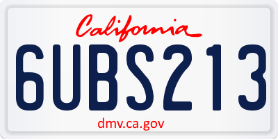 CA license plate 6UBS213