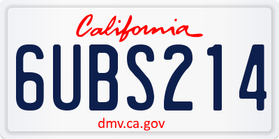 CA license plate 6UBS214