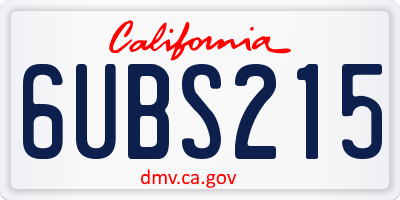 CA license plate 6UBS215