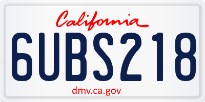 CA license plate 6UBS218
