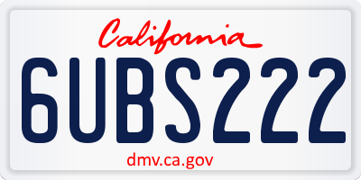 CA license plate 6UBS222