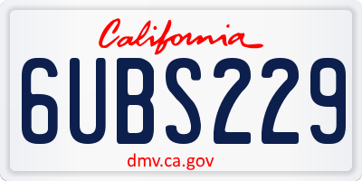 CA license plate 6UBS229