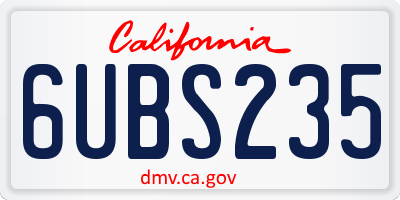 CA license plate 6UBS235