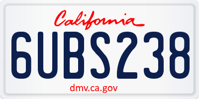 CA license plate 6UBS238