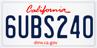 CA license plate 6UBS240